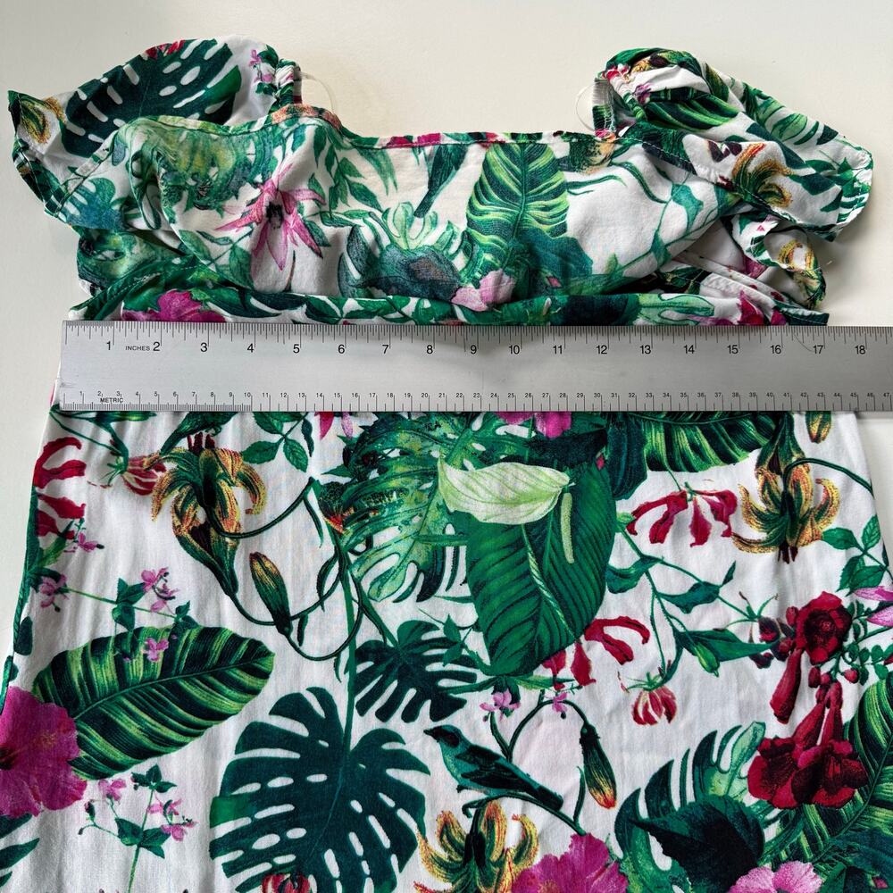 IRIS Tropical Floral Mini Dress Rayon Off Shoulder Resortwear Women's Size Small - Picture 9 of 10